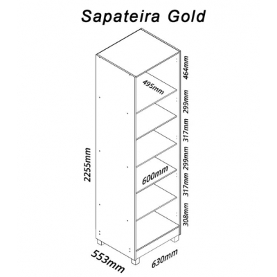 Sapateira Esmeralda Gold 1 porta com espelho - Gelius