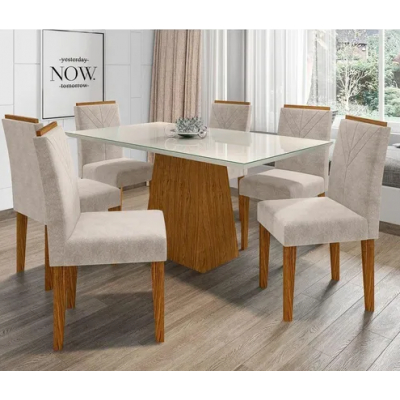 imagem do produto Conjunto de Mesa Jasmin com 6 Cadeiras - New Ceval