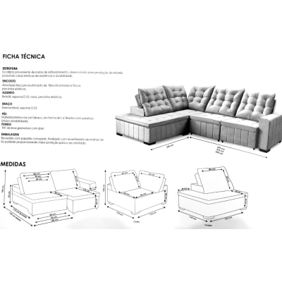 imagem do produto Sofá de canto retrátil e reclinável Toquio - Idealflex - Exclusiva Móveis